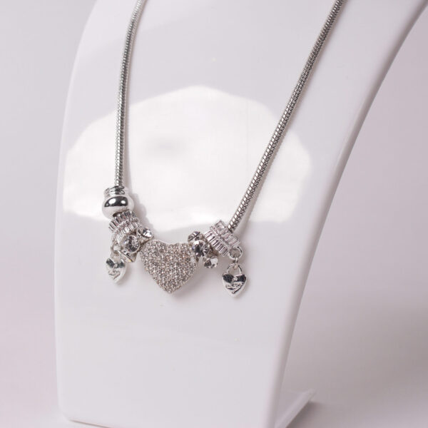 Lipsy Silver Crystal Heart Charm Necklace - Image 2