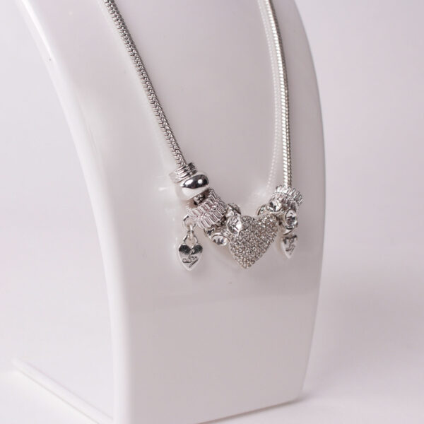 Lipsy Silver Crystal Heart Charm Necklace - Image 3