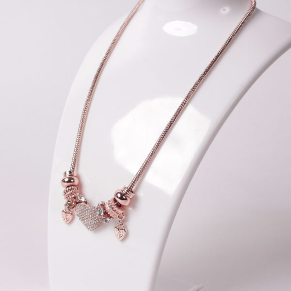 Lipsy Rose Gold Crystal Heart Charm Necklace - Image 2