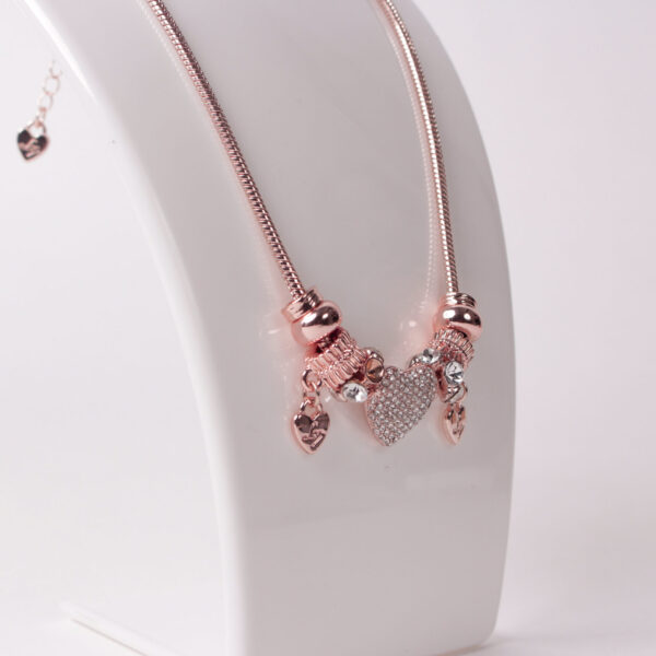 Lipsy Rose Gold Crystal Heart Charm Necklace - Image 3