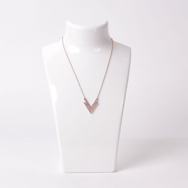 Rose Gold Double V Jewel Necklace