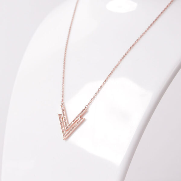 Rose Gold Double V Jewel Necklace - Image 2