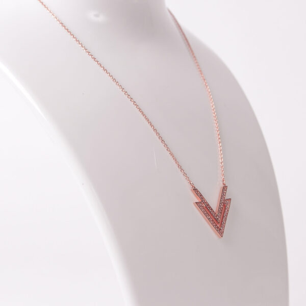 Rose Gold Double V Jewel Necklace - Image 3