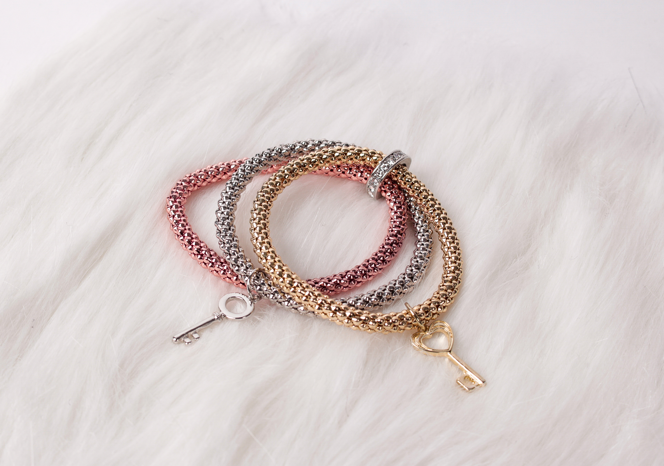 Triple Bracelet Set - Key Charms