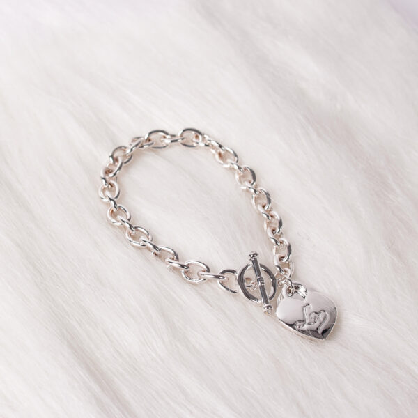 Lipsey Silver Heart Chain T-Bar Bracelet - Image 3