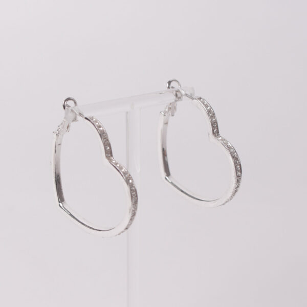 Heart Shaped Hooped Silver Earrings - Image 2