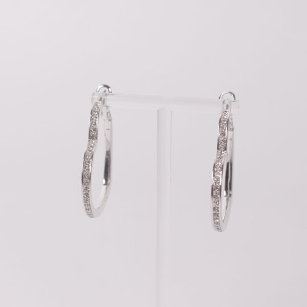 Heart Shaped Hooped Silver Earrings - Image 3